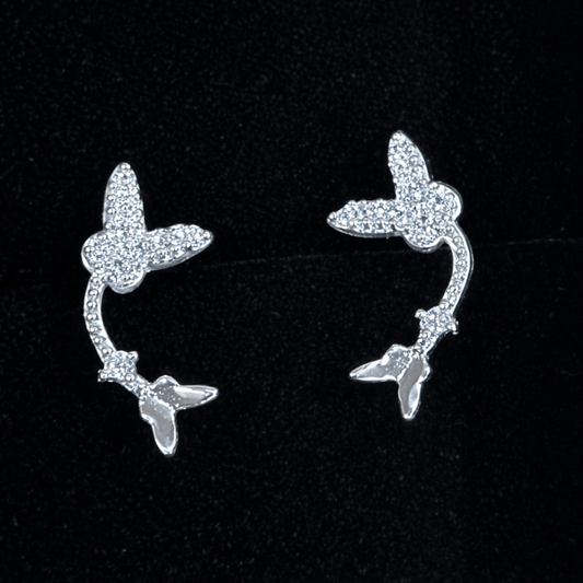Silver Butterfly Earrings with cubic zirconia