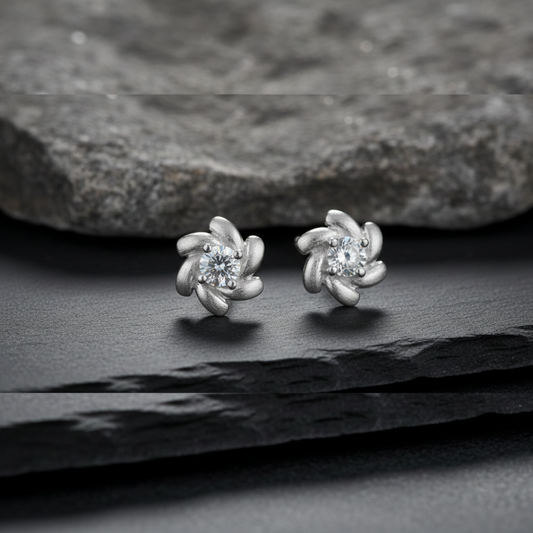Silver Cluster Studs Earrings