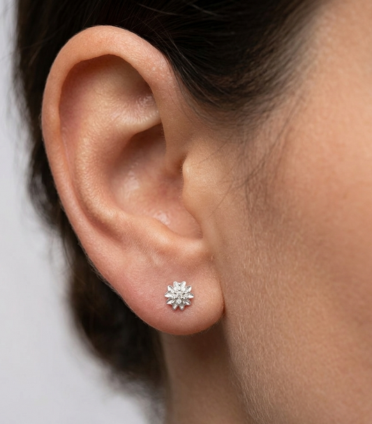 The Silver Dahlia Studs