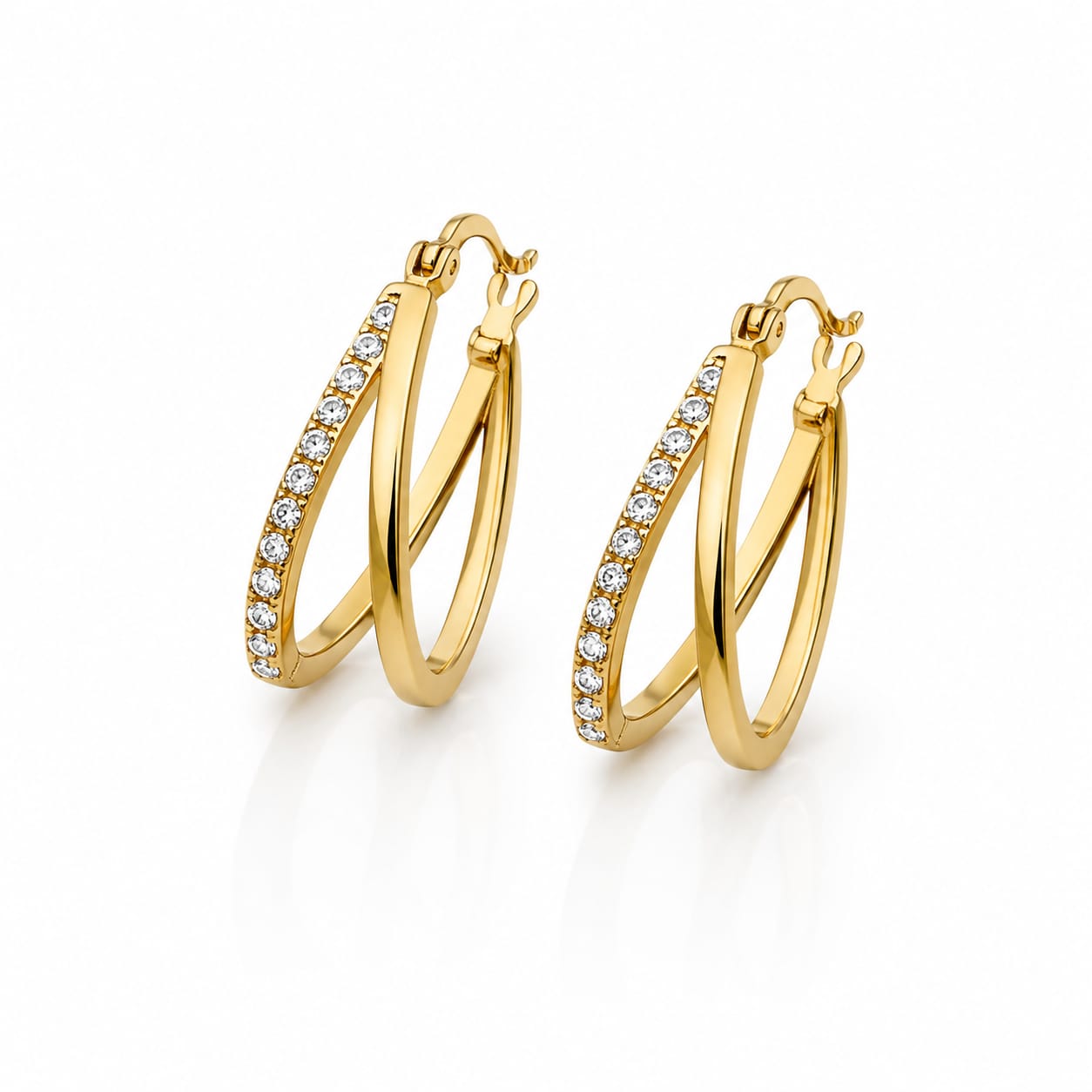 Criss-Cross Diamond Hoop Earrings