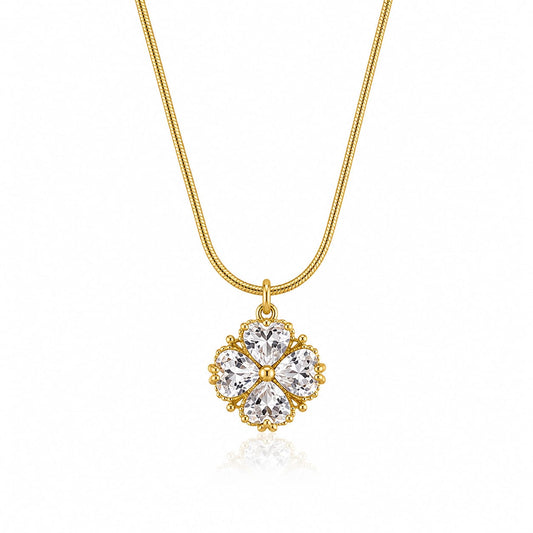 Four-Petal Crystal Necklace
