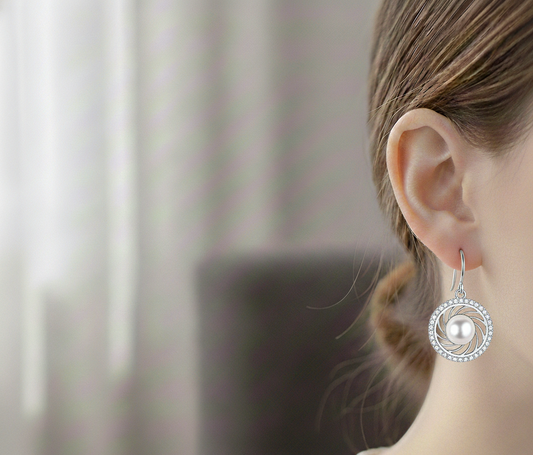 Silver Pearl Swirl Earrings