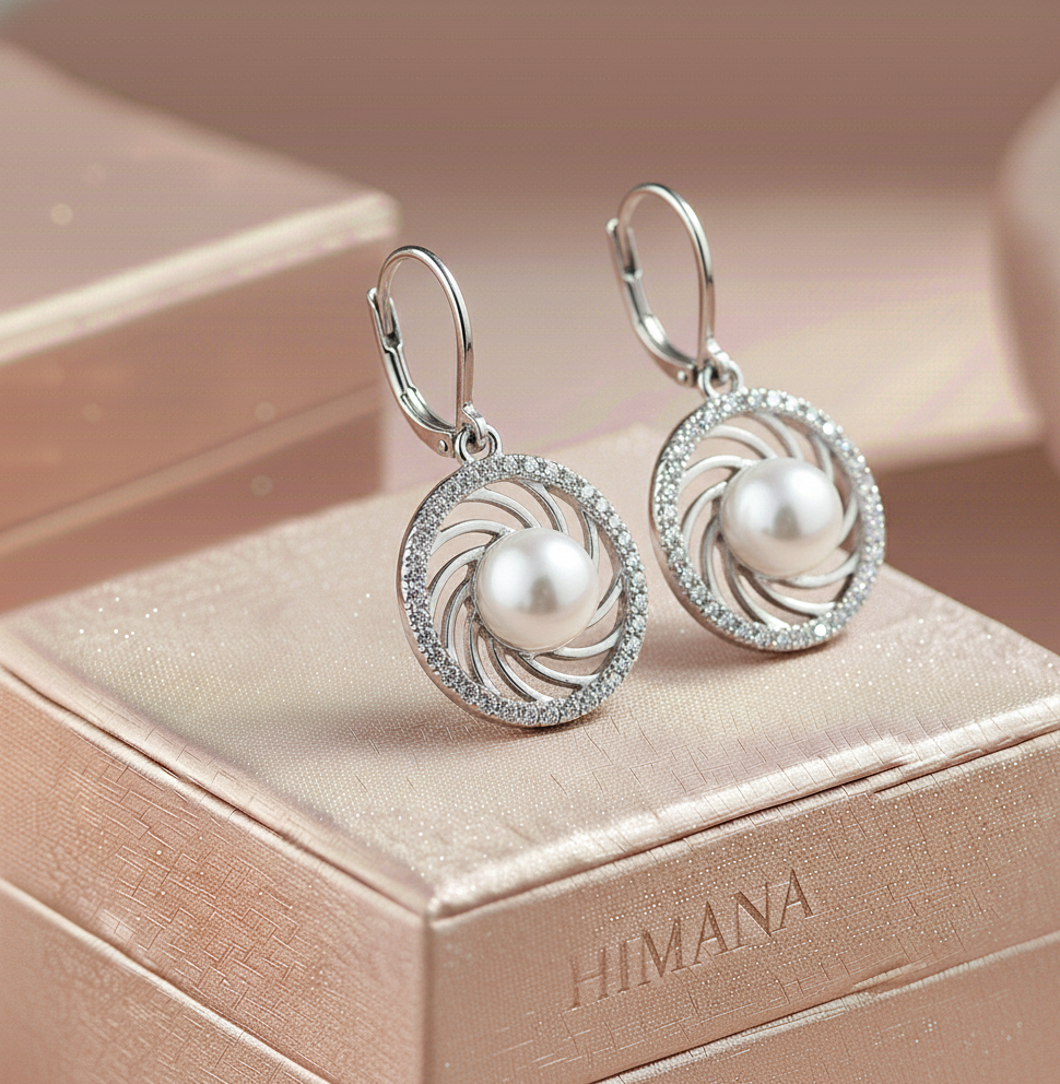 Silver Pearl Swirl Earrings