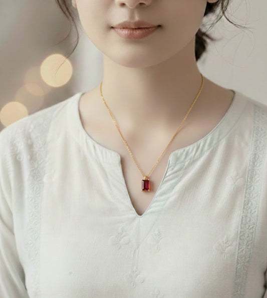 Ruby Red Stone Necklace