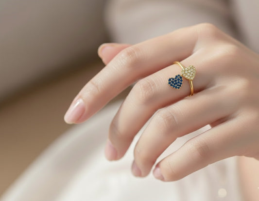 Gold Twin Hearts Adjustable Ring