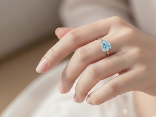 Silver Royal Azure Blossom Ring