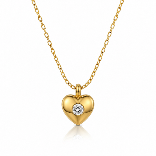 Solitaire Heart Pendant Necklace