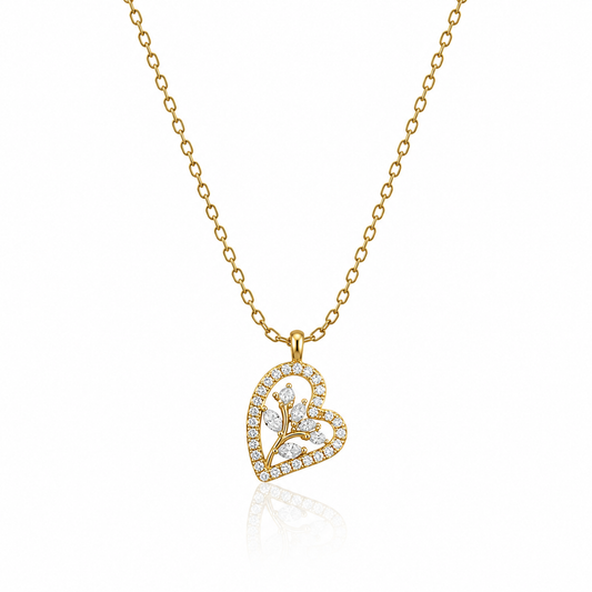 Botanical Heart Pendant Necklace