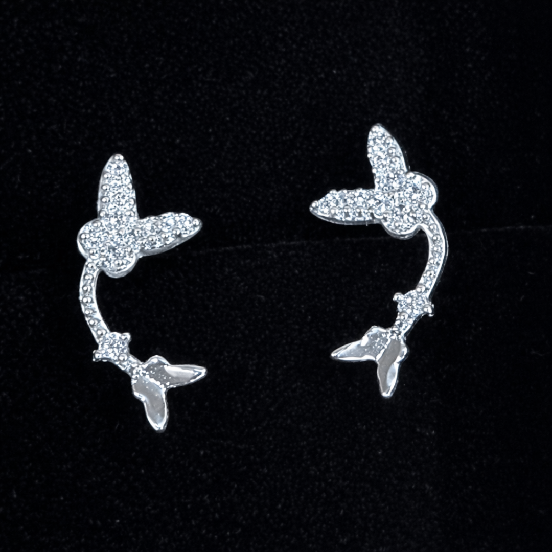 Silver Butterfly Earrings with cubic zirconia