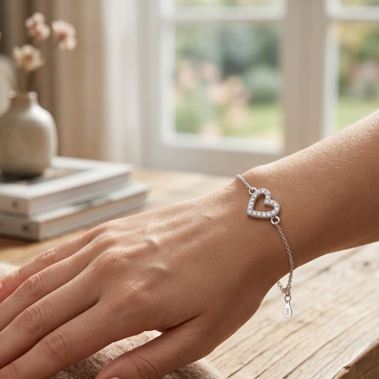 Open Heart Silver Bracelet