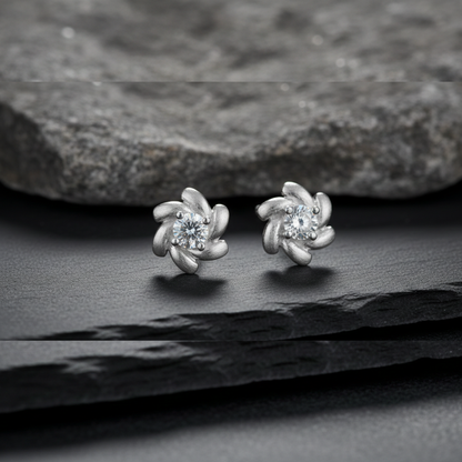 Silver Cluster Studs Earrings