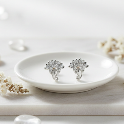 Silver Ganesh Shape Earrings