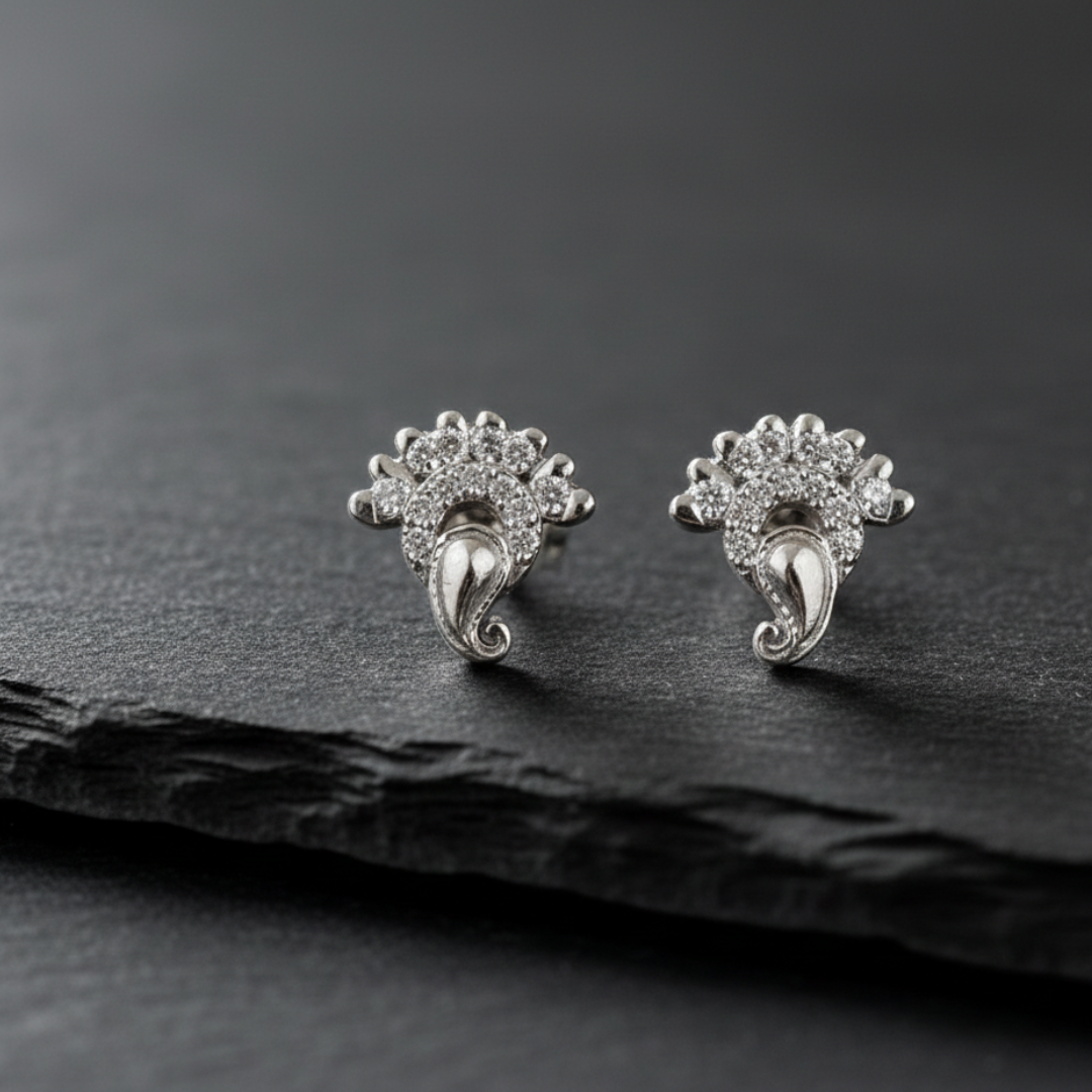 Silver Ganesh Shape Earrings