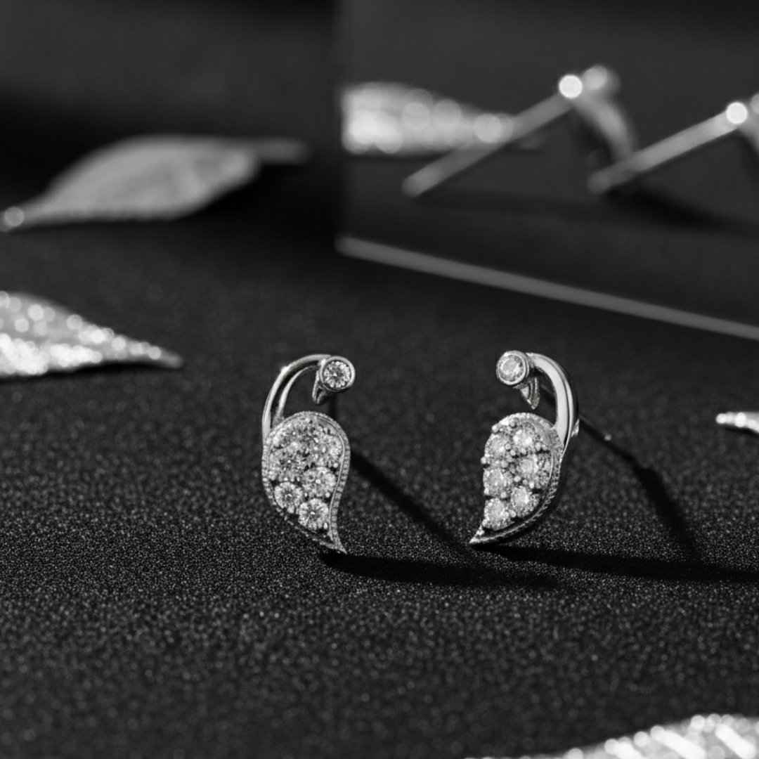 Silver Peacock Studs Earrings