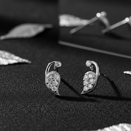 Silver Peacock Studs Earrings