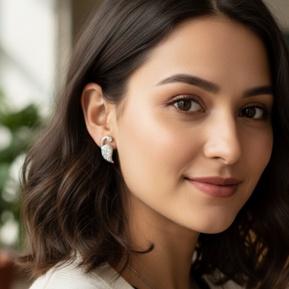 Silver Peacock Studs Earrings