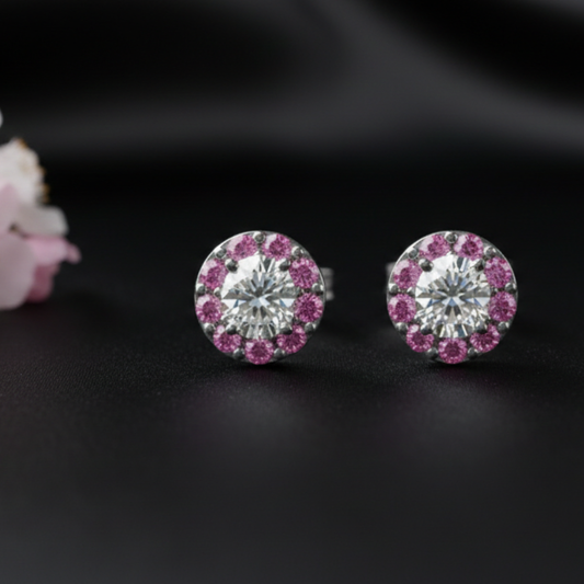 The Pink Sakura Halo Studs