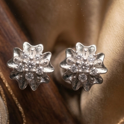 The Silver Dahlia Studs