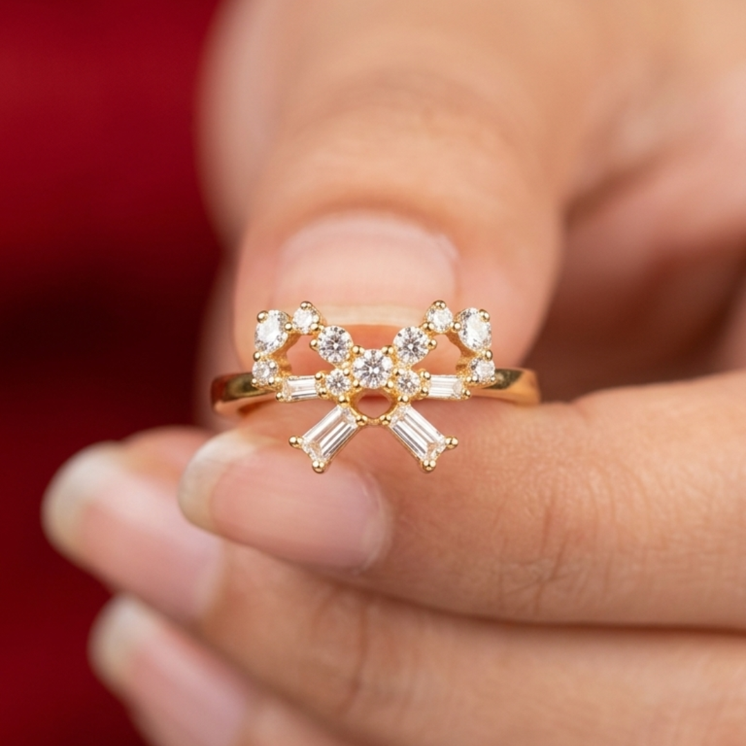Gold Butterfly Silver Ring