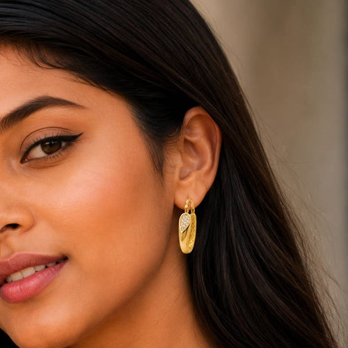 Pave Diamond Hoop Earrings