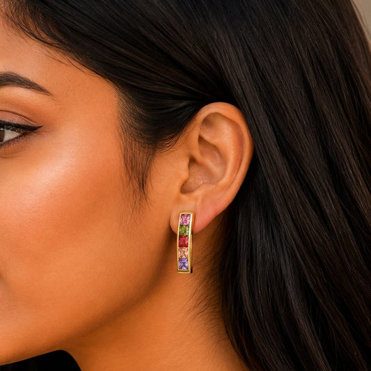 Rainbow Bar Stud Earrings