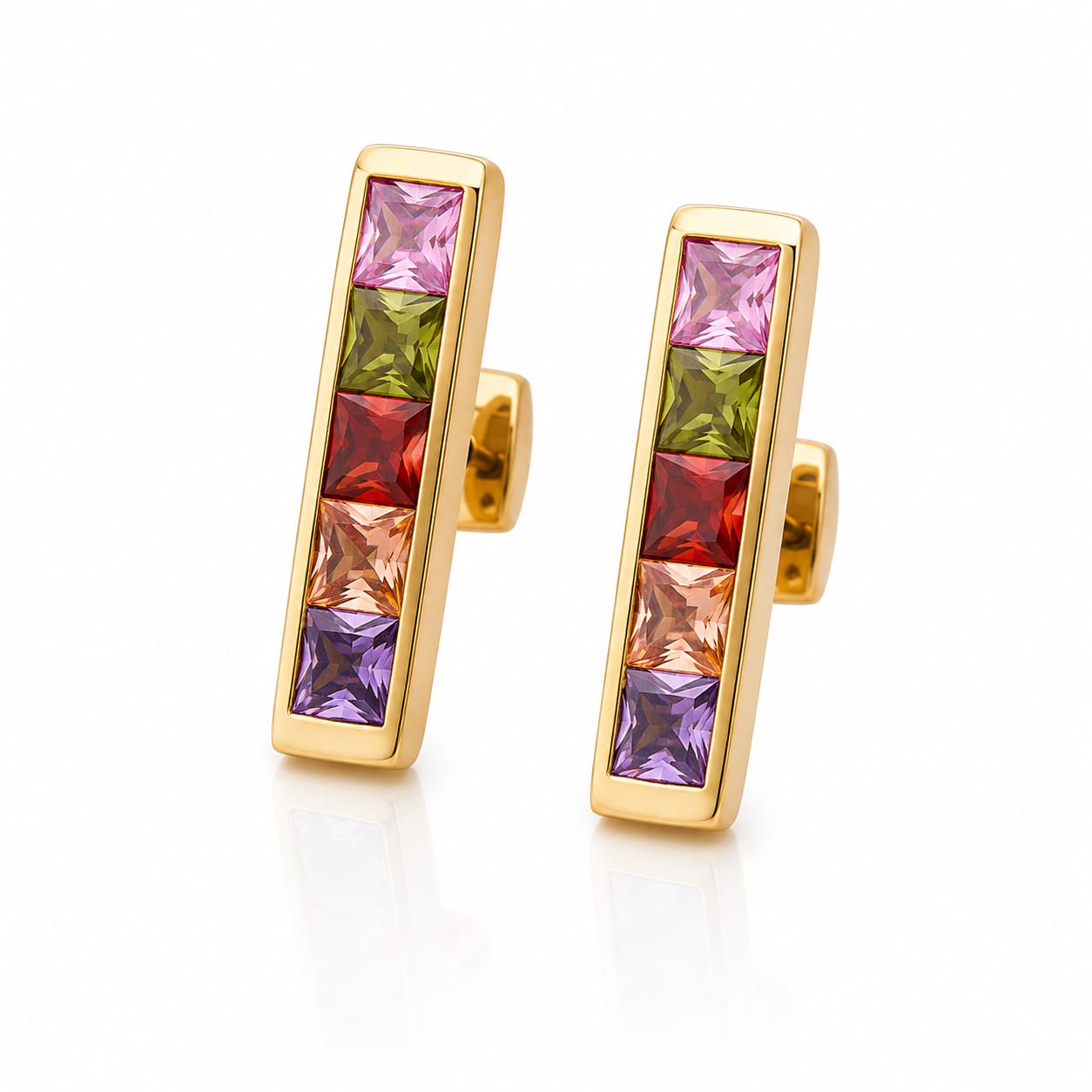 Rainbow Bar Stud Earrings