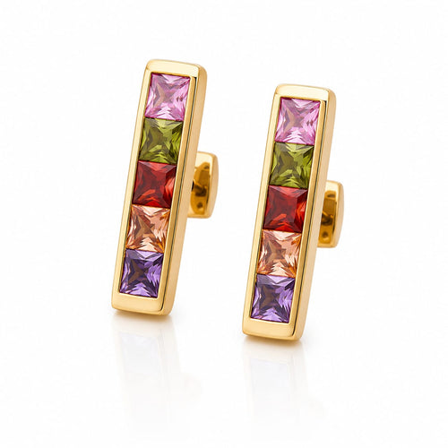 Rainbow Bar Stud Earrings