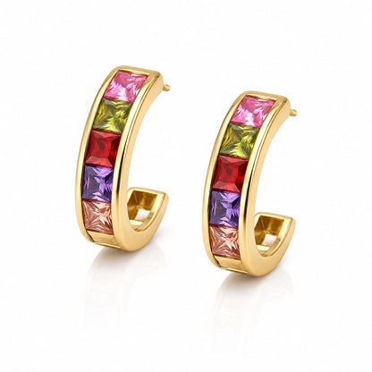 Rainbow J-Hoop Earrings