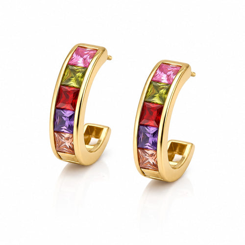 Rainbow J-Hoop Earrings