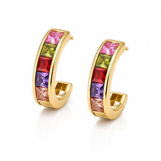 Rainbow J-Hoop Earrings