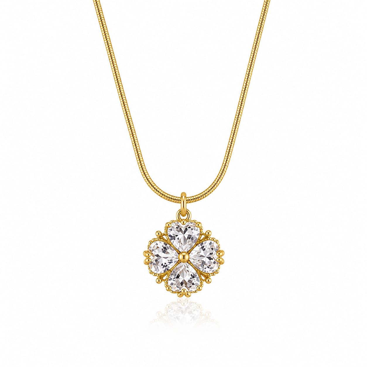 Four-Petal Crystal Necklace