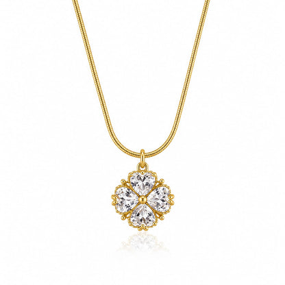 Four-Petal Crystal Necklace