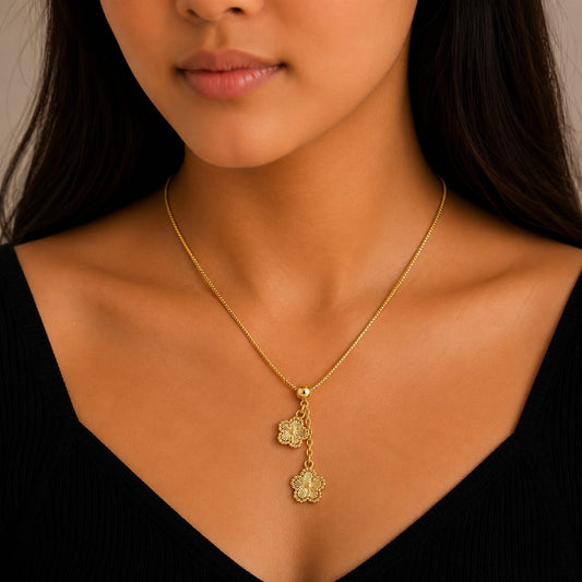 Dual Flower Pendant Necklace