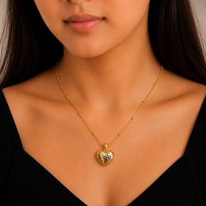 Quilted Heart Pendant Necklace