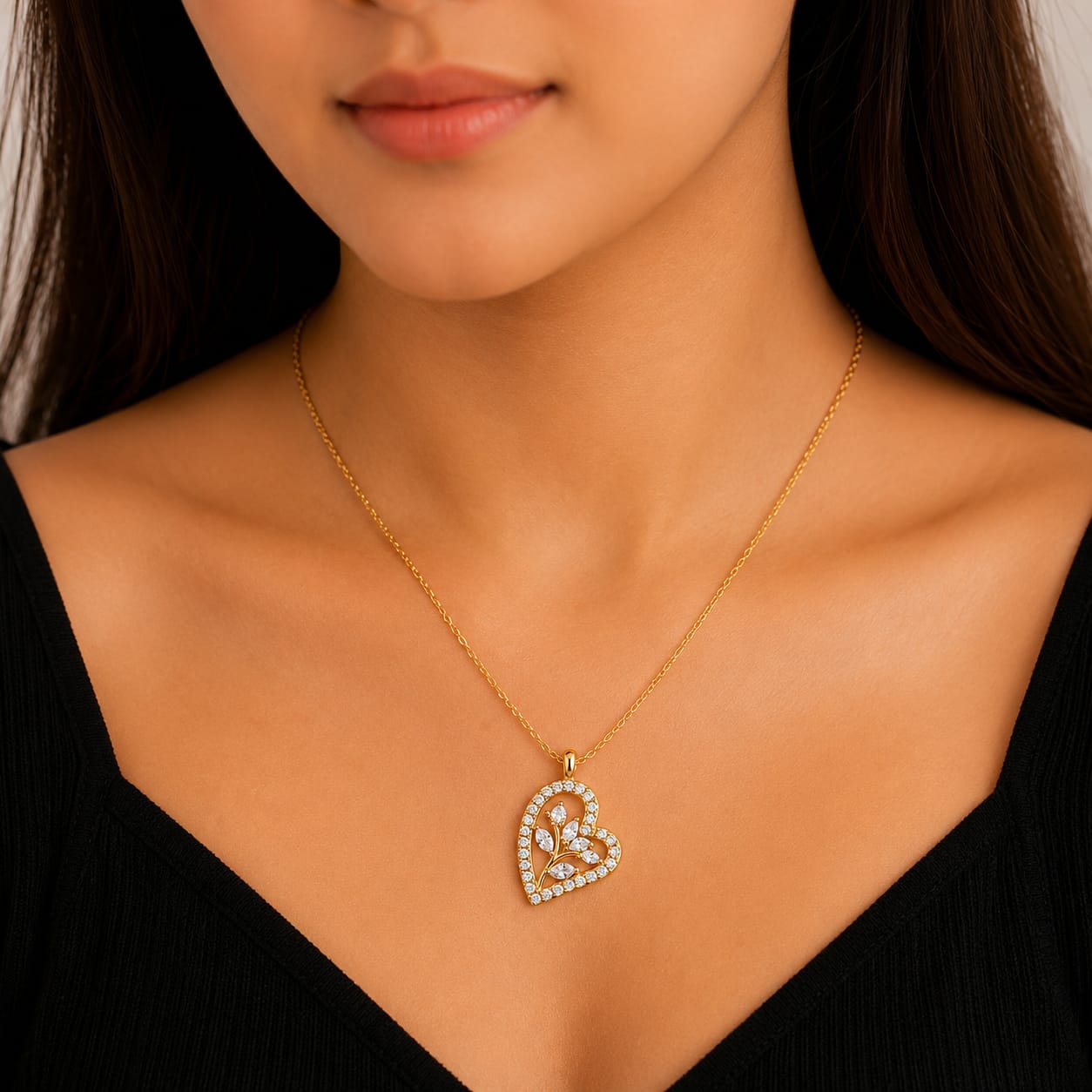 Botanical Heart Pendant Necklace