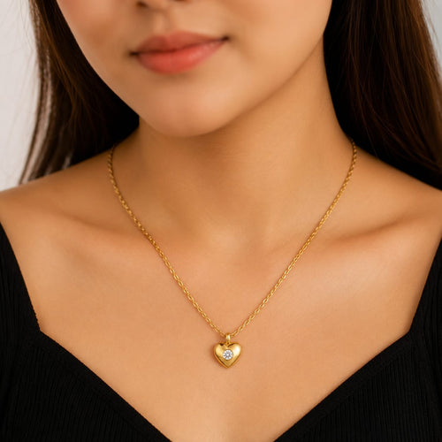 Solitaire Heart Pendant Necklace