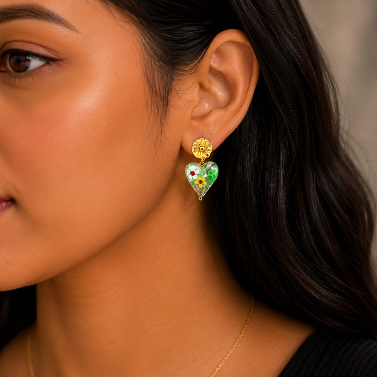 Glass Floral Earrings
