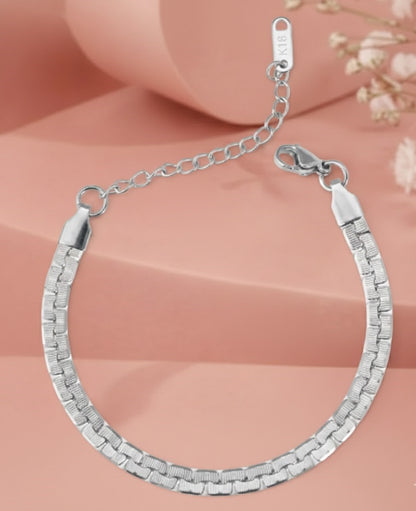 Classic Herringbone Silver Bracelet