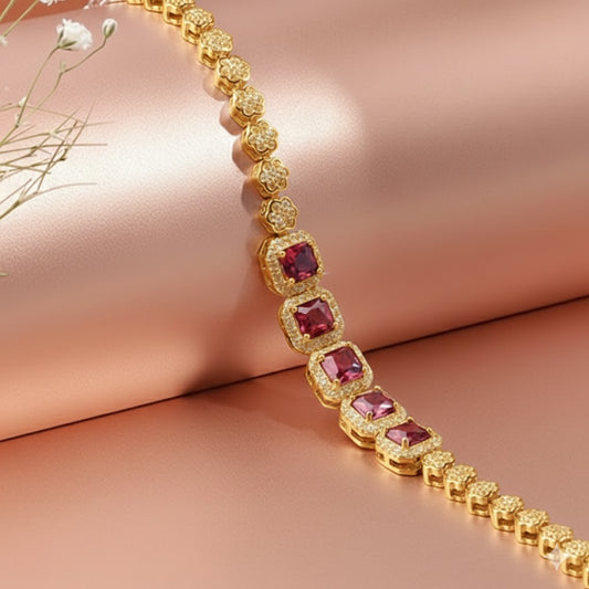 'Scarlet Symphony' Gold Bracelet