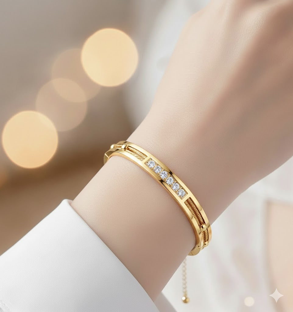 Beaded Beauty Layered Gold Chain Bracelet