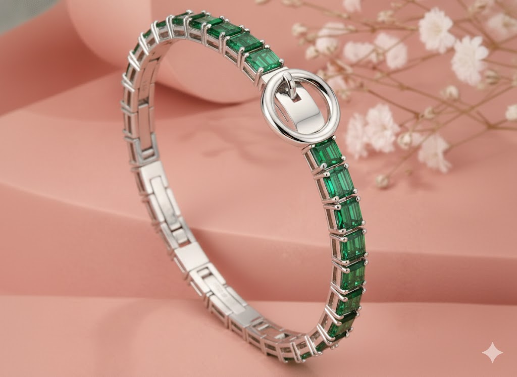 Green Baguette Tennis Bracelet