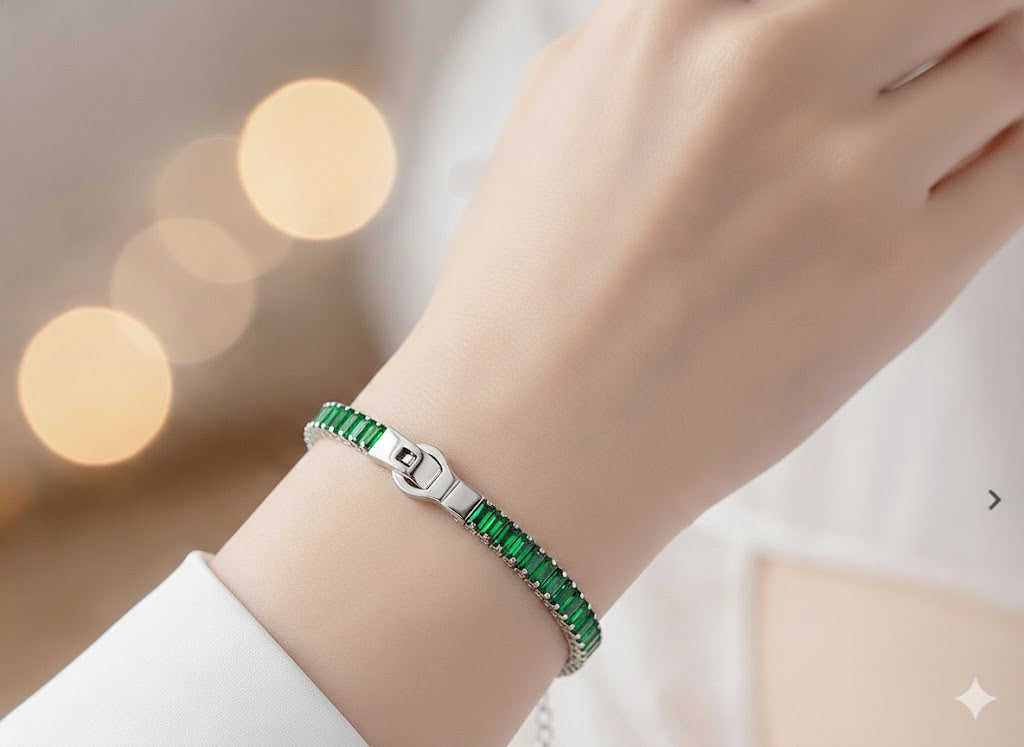 Green Baguette Tennis Bracelet