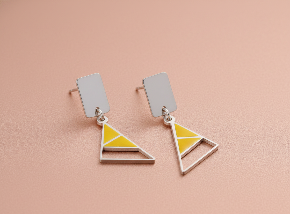 Silver Luxe Yellow Prism Earrings