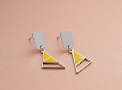 Silver Luxe Yellow Prism Earrings