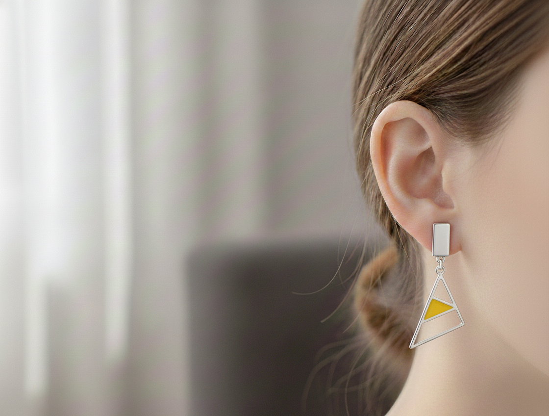 Silver Luxe Yellow Prism Earrings