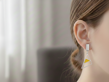 Silver Luxe Yellow Prism Earrings