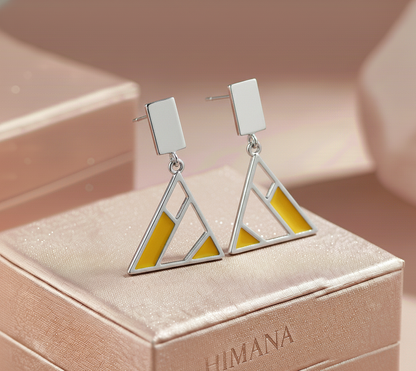 Silver Luxe Yellow Prism Earrings