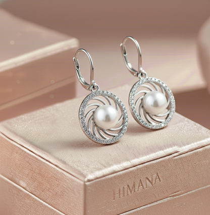 Silver Pearl Swirl Earrings