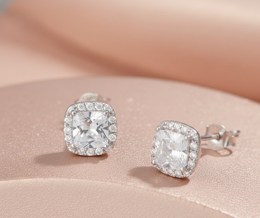 Silver Zircon Studs Earrings