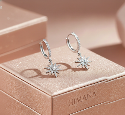 Silver Elongated Star Hoop Earrings